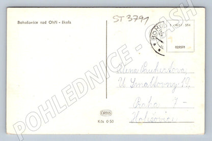 Postcard Bohušovice nad Ohří school (ST3791)