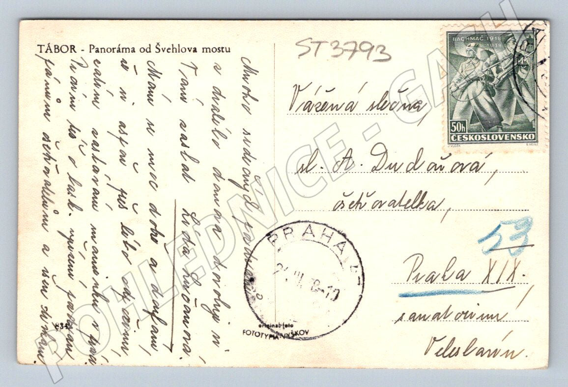 Postcard Tábor panorama from Švehlov Bridge (ST3793)