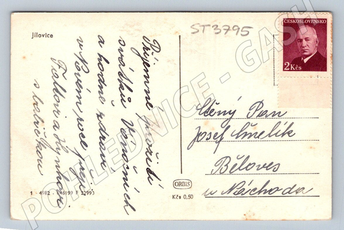 Postcard Jílovice Czechoslovakia black and white (ST3795)