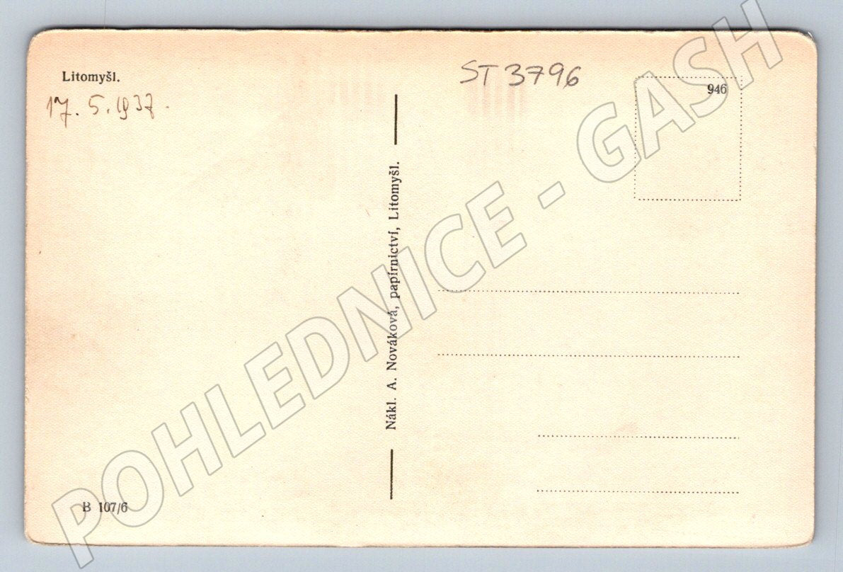 Postcard Litomyšl historical square 1937 (ST3796)