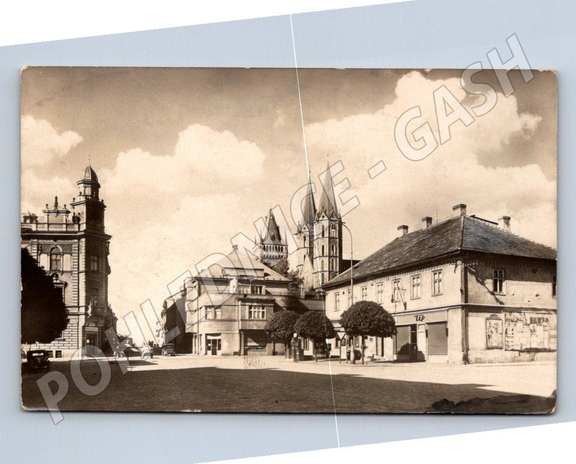 Postcard Kolín square, postmark 1947 (ST3797)