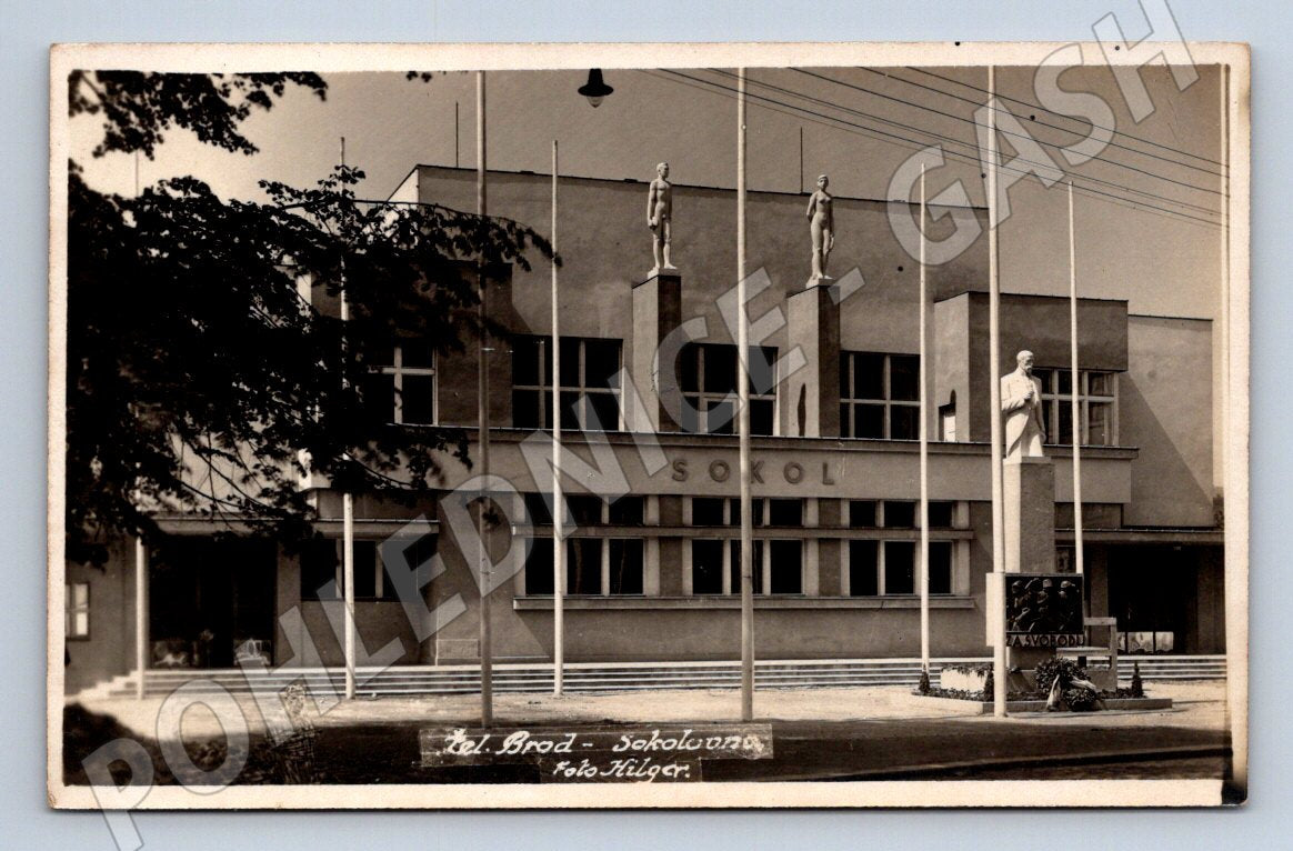 Postcard Český Brod Sokolovna exhibition of Sokolism (ST3806)