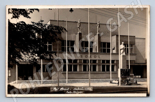 Postcard Český Brod Sokolovna exhibition of Sokolism (ST3806)