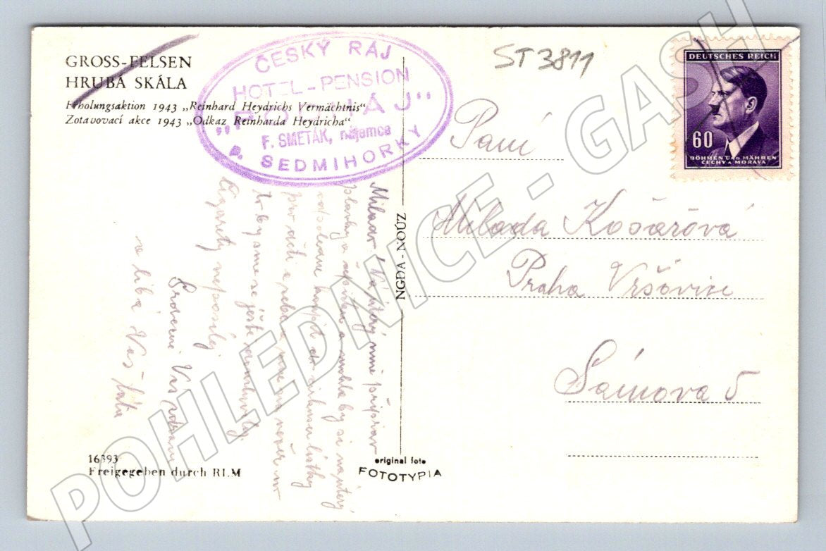 Postcard Hrubá Skála Hotel Bohemian Paradise (ST3811)