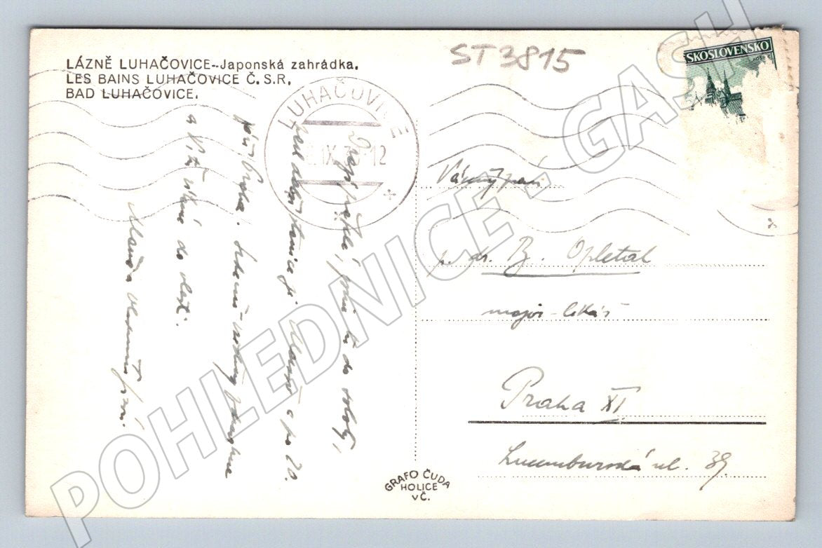 Postcard Luhačovice Japanese Garden 1930 (ST3815)