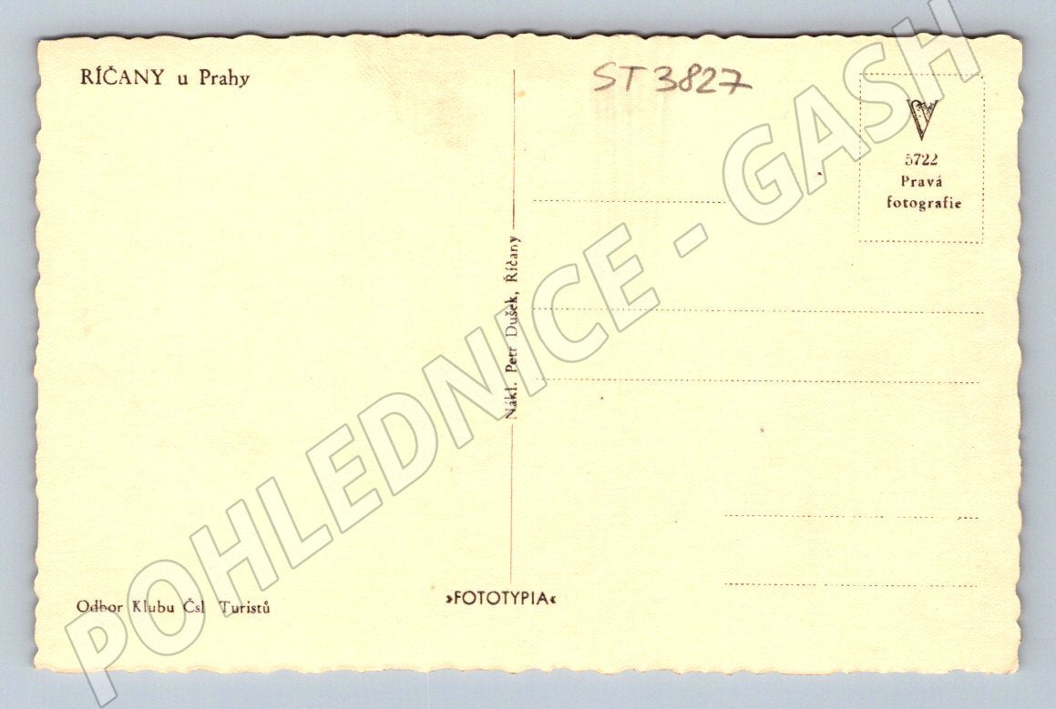Postcard Říčany u Prahy castle photo (ST3827)