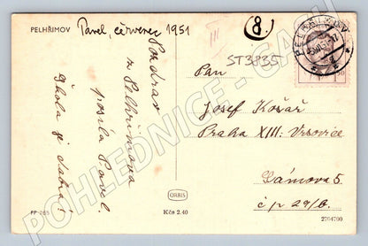 Postcard Pelhřimov historical square 1951 (ST3835)