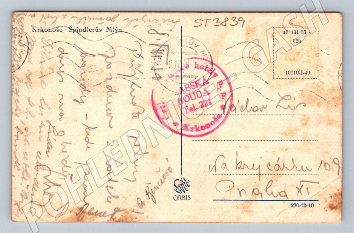 Postcard Špindlerův Mlýn Giant Mountains Orbis (ST3839)