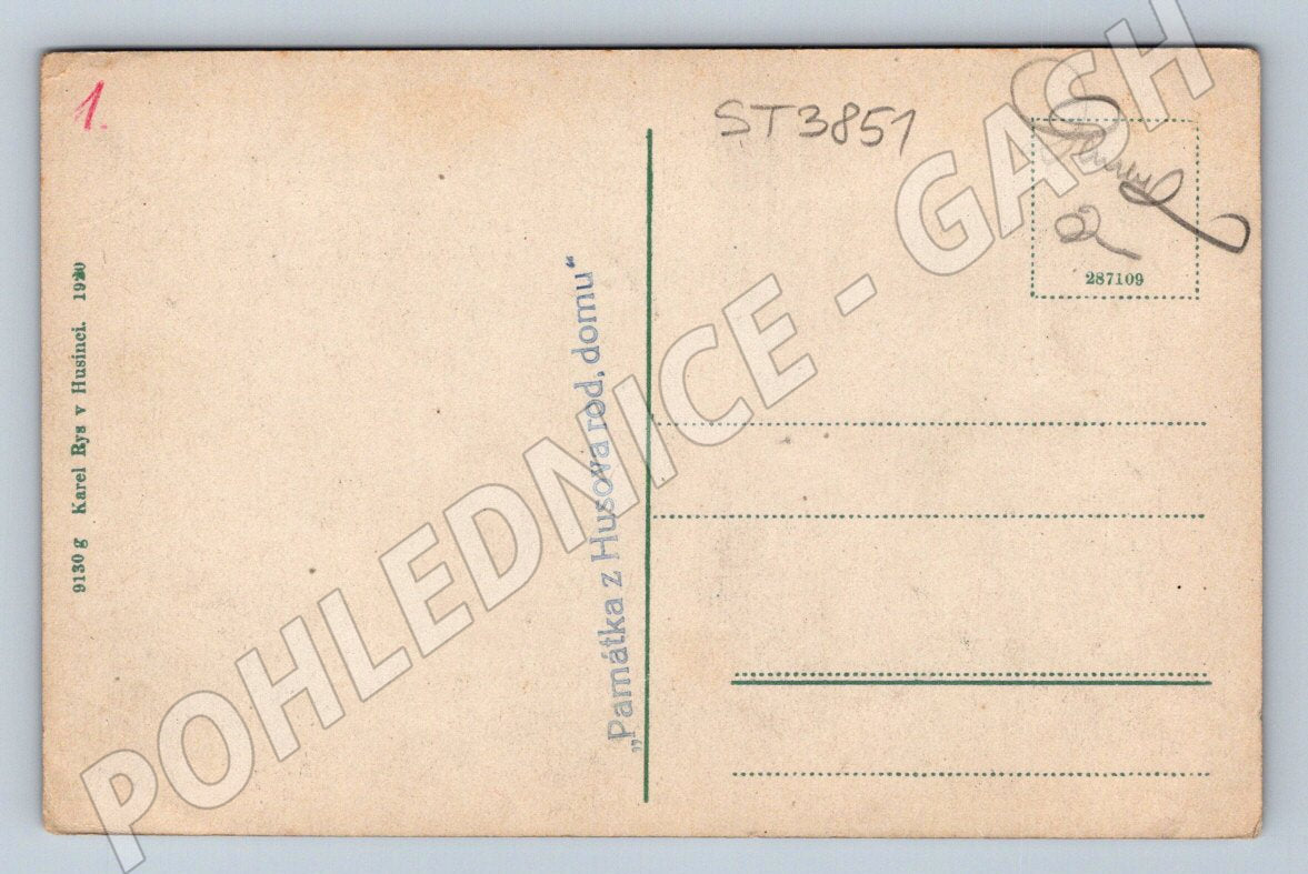 Postcard Husinec monument Hus's house (ST3851)