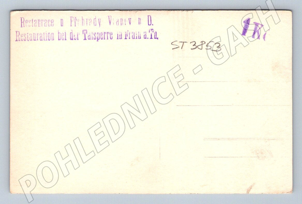 Postcard Vrané nad Vltavou restaurant by the dam (ST3853)