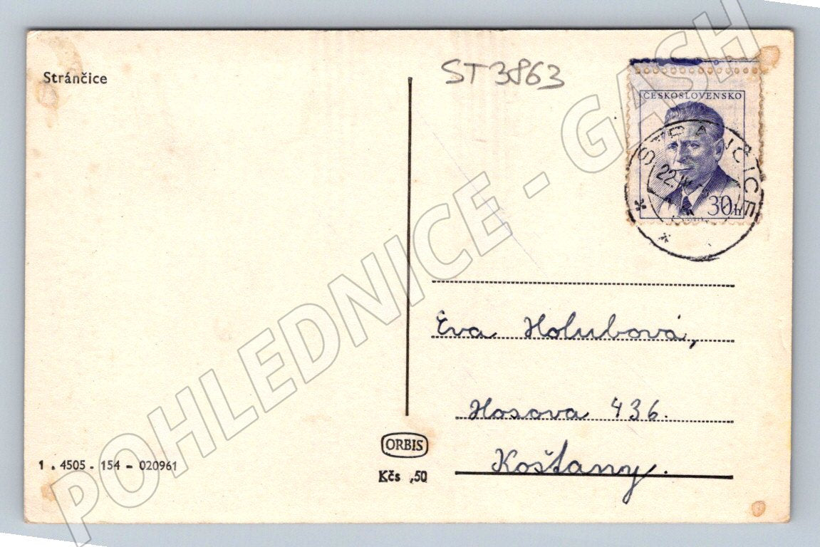 Postcard Strančice addressed to Czechoslovakia (ST3863)