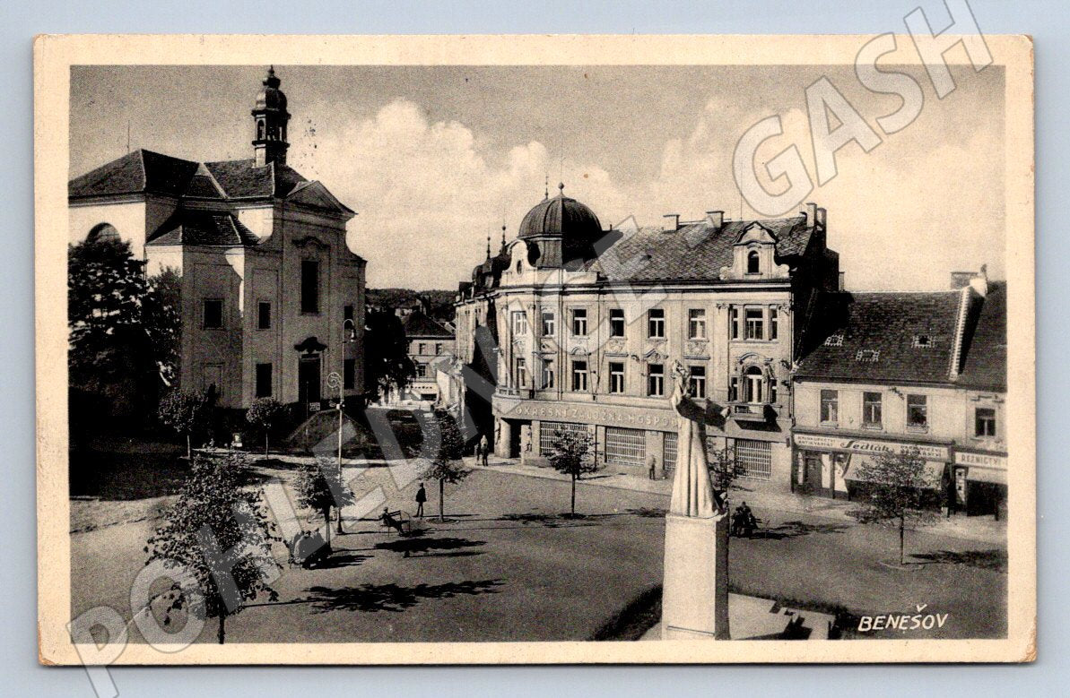 Postcard Benešov Square historical (ST3866)