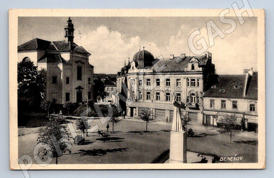Postcard Benešov Square historical (ST3866)