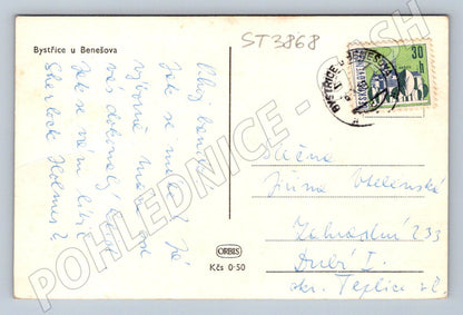Postcard Bystřice u Benešova used by post (ST3868)