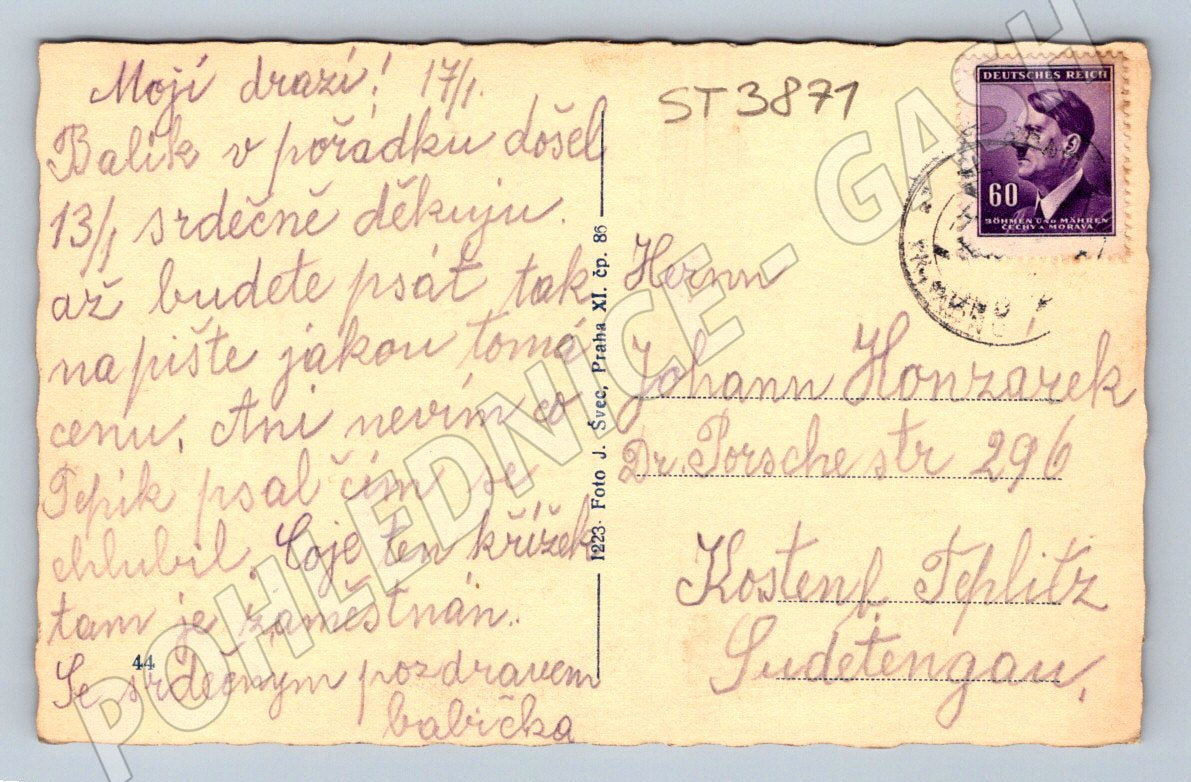 Postcard Kladno multiple shots Hitler stamp (ST3871)