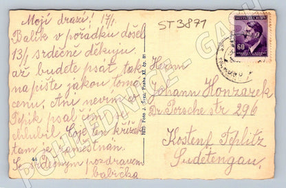 Postcard Kladno multiple shots Hitler stamp (ST3871)