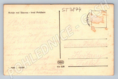 Postcard Rataje nad Sázavou Pirkštejn Castle (ST3874)