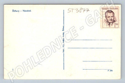 Postcard Říčany square, historical (ST3877)