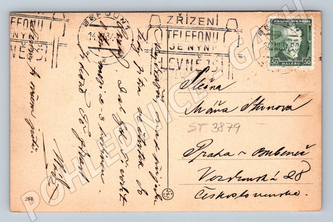 Postcard Beroun Commercial Academy historical (ST3879)