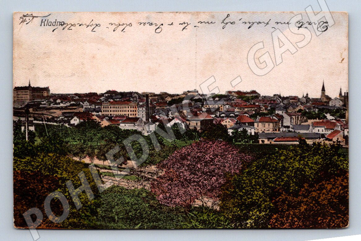 Postcard Kladno colored 1918 (ST3894)