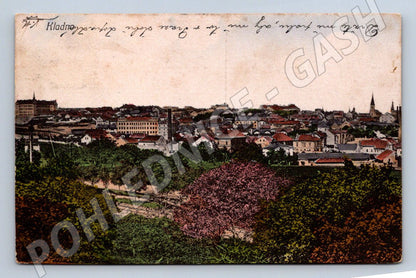 Postcard Kladno colored 1918 (ST3894)