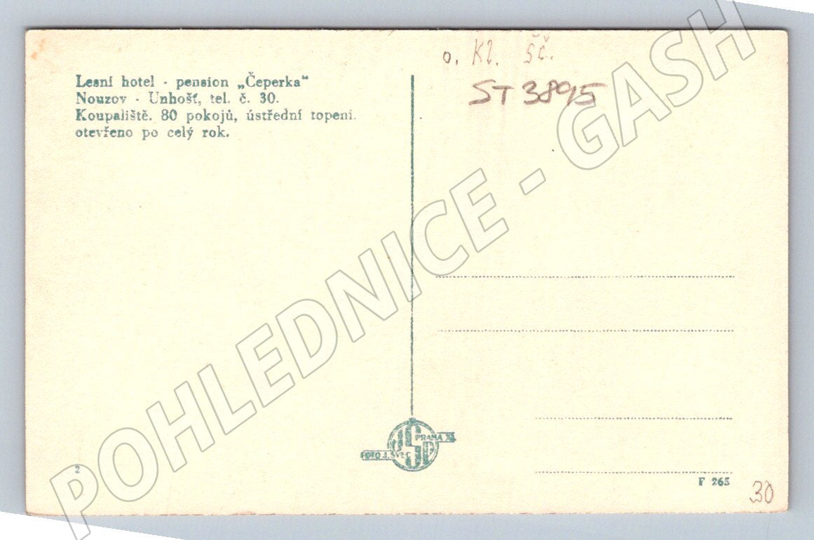 Postcard Forest Hotel Čeperka Nouzov (ST3895)