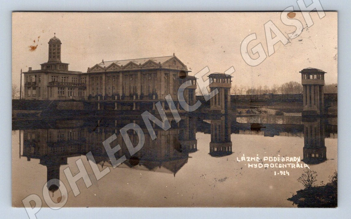 Postcard Děčín Podmokly hydroelectric power plant 1924 (ST3897)