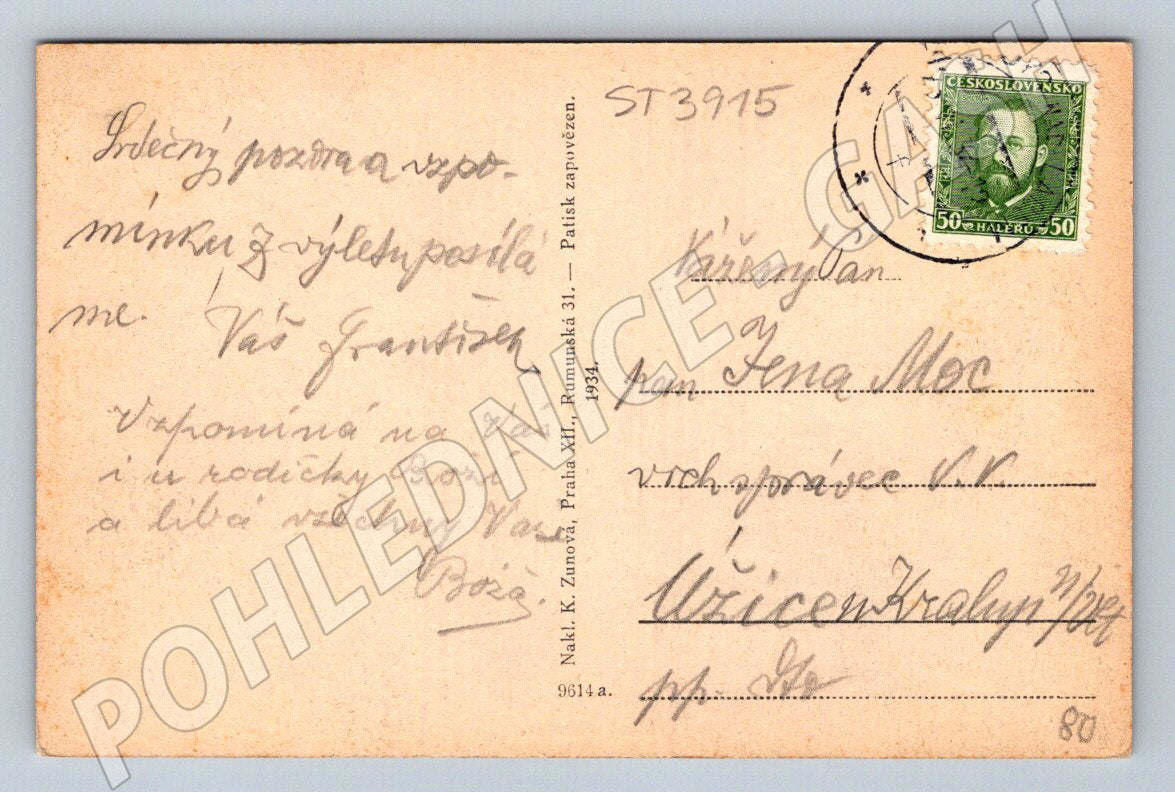 Postcard Stará Boleslav square used (ST3915)