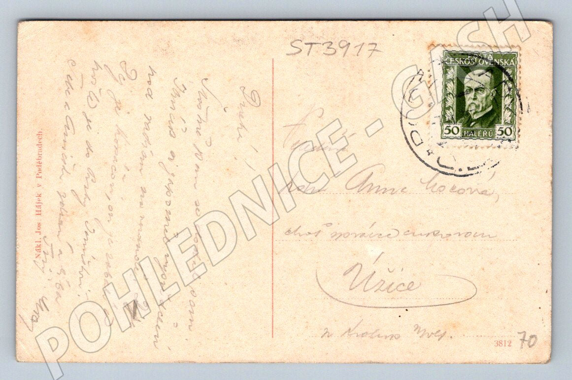 Postcard Poděbrady castle park used (ST3917)