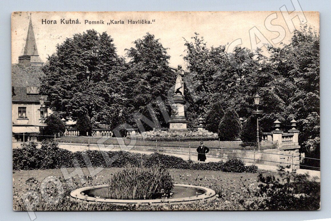 Postcard Kutná Hora monument to Karel Havlíček 1917 (ST3919)