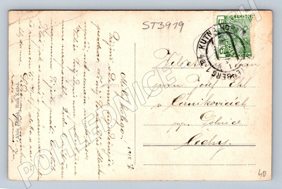 Postcard Kutná Hora monument to Karel Havlíček 1917 (ST3919)