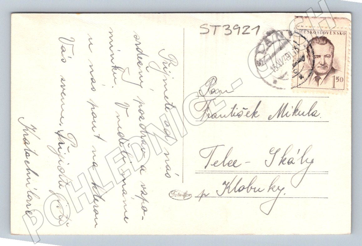 Postcard Slaný cancelled 1949 (ST3921)