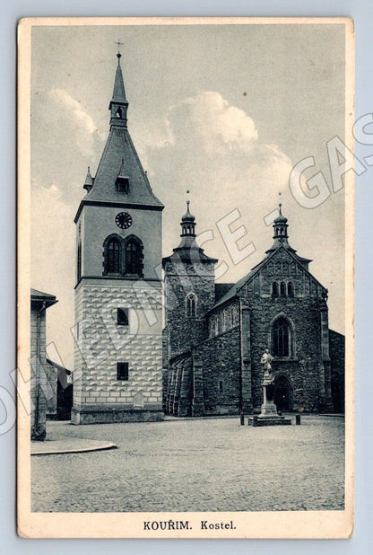 Postcard Kouřim church historical (ST3925)
