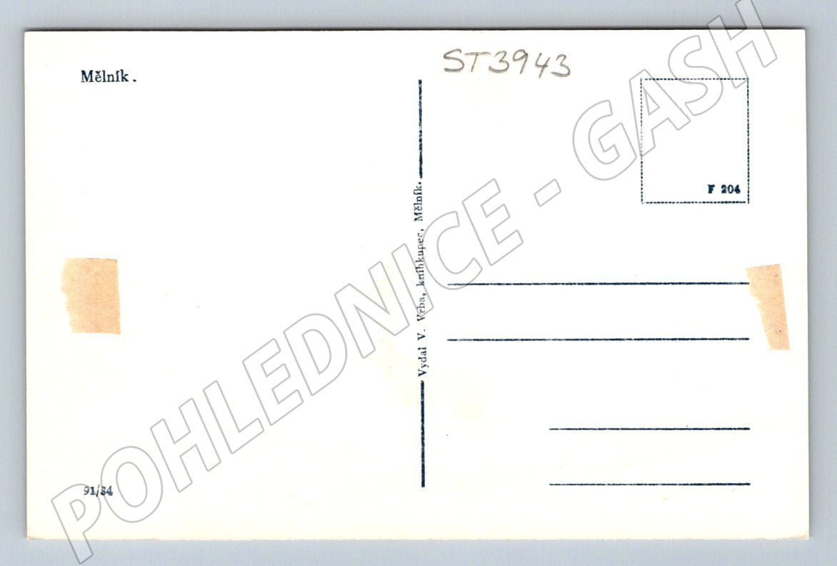 Postcard Mělník historical square (ST3943)