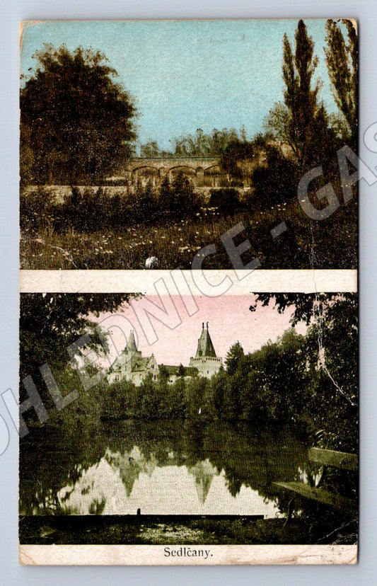 Postcard Sedlčany castle colored 1918 (ST3944)
