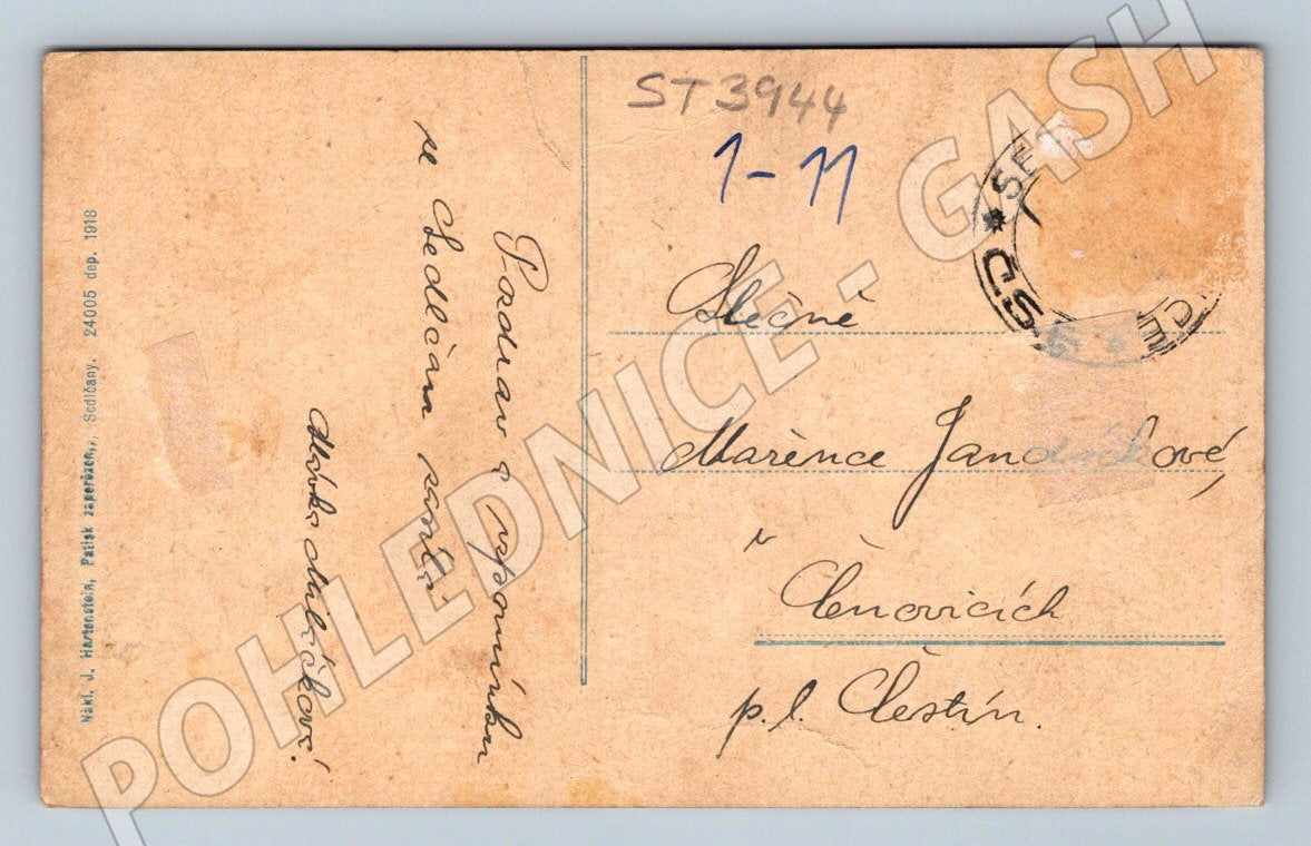 Postcard Sedlčany castle colored 1918 (ST3944)