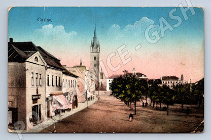 Postcard Čáslav colored square (ST3946)