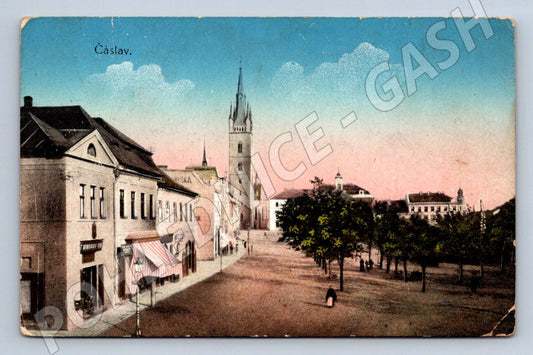 Postcard Čáslav colored square (ST3946)