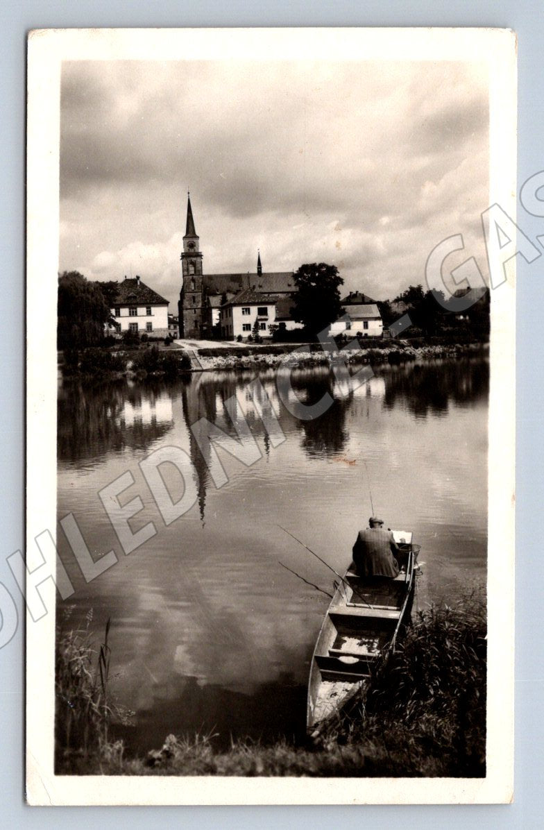 Nymburk historical postcard with a ship (ST3950)