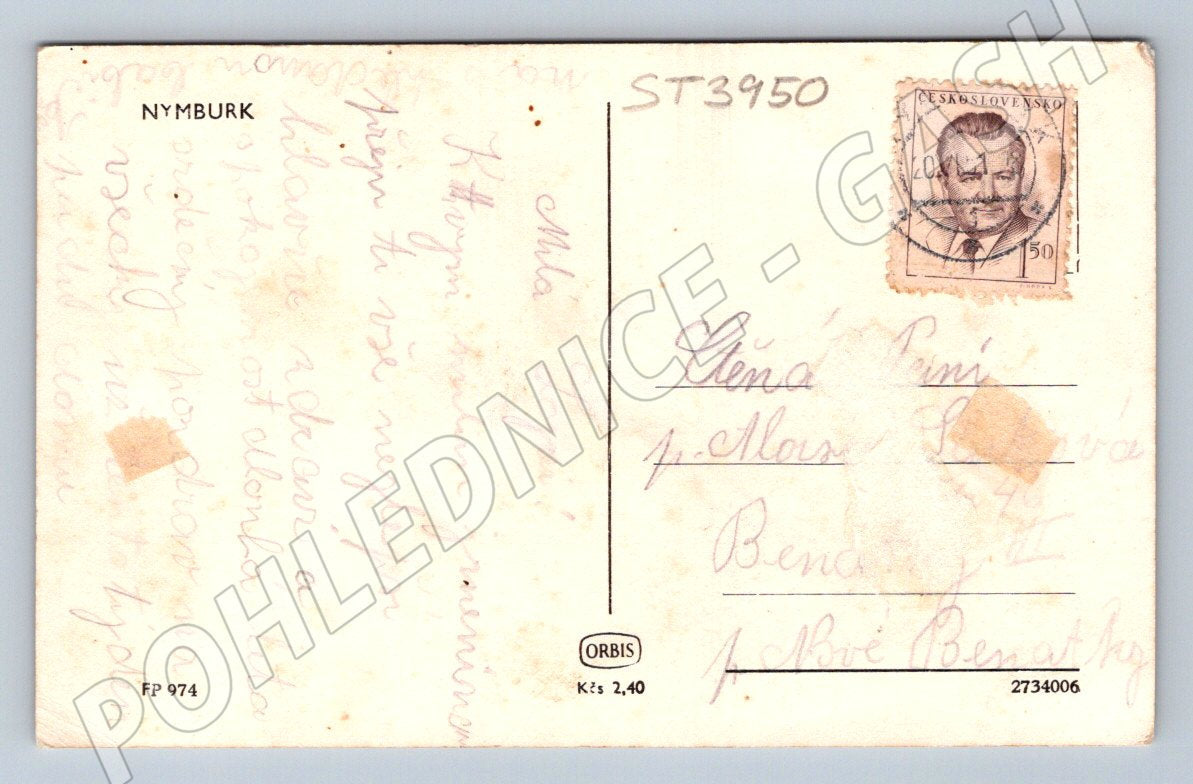 Nymburk historical postcard with a ship (ST3950)