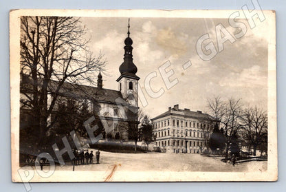 Postcard Lysá nad Labem castle and church (ST3957)