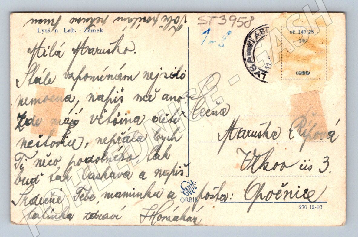 Postcard Lysá nad Labem castle (ST3958)