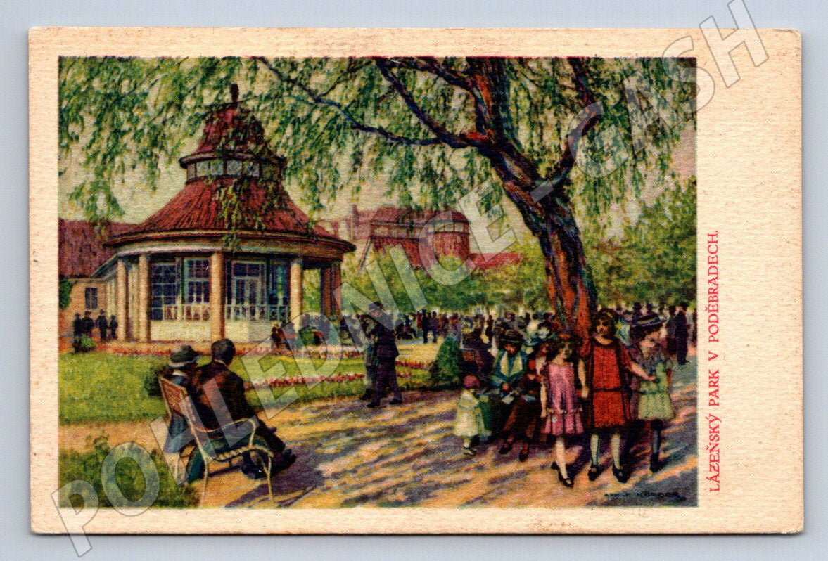 Postcard Poděbrady spa park 1915 (ST3960)