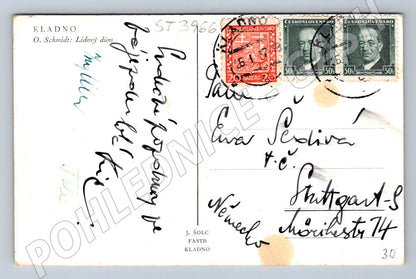 Postcard Kladno People's House used (ST3966)