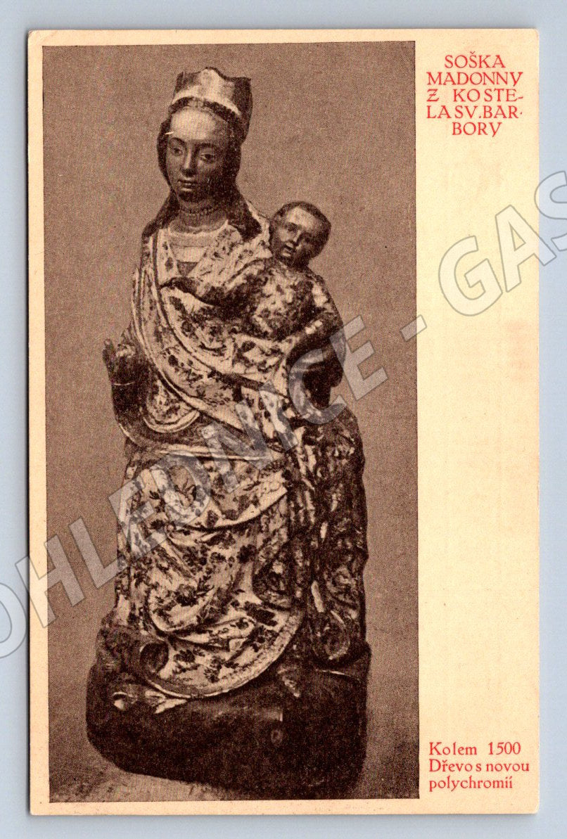 Postcard Kutná Hora statuette of Madonna St. Barbara (ST3969)