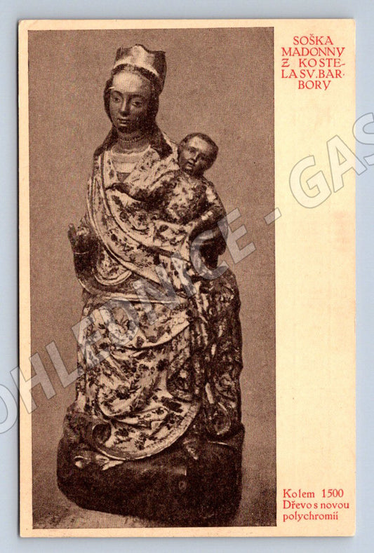Postcard Kutná Hora statuette of Madonna St. Barbara (ST3969)