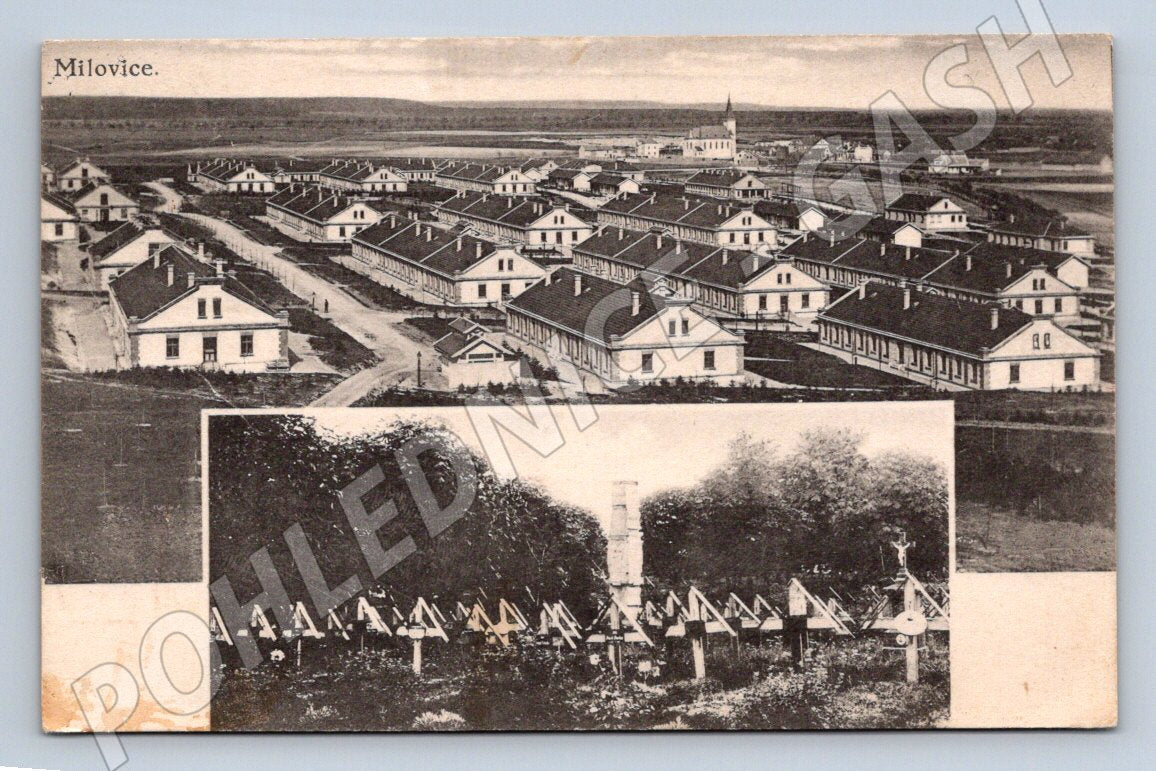 Postcard Milovice military area used (ST3974)