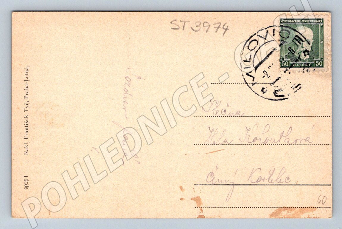 Postcard Milovice military area used (ST3974)