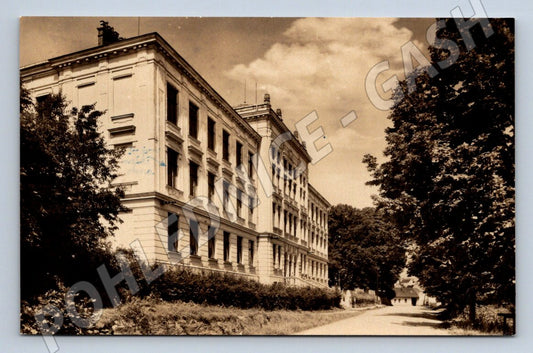 Postcard Jevíčko grammar school black and white (ST3976)