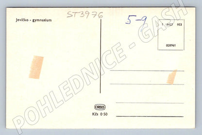 Postcard Jevíčko grammar school black and white (ST3976)